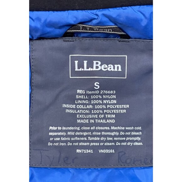 L.L. Bean PrimaLoft Insulated Hooded Winter Jacket Gray Blue Size Small - Picture 2 of 15